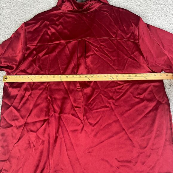 Pleione Tunic Blouse Womans 1X Burguny Chiffon Collar Pullover Stretch - Picture 10 of 12